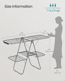 SONGMICS Clothes Drying Rack, Foldable 2-Level Laundry Drying Rack, Free-Standing Laundry Airer, with Height-Adjustable Wings, 33 Drying Rails, Sock Clips, Gray ULLR053G02V1 by CozyNest Decor