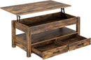 Rolanstar Coffee Table, Lift Top Coffee Table with Drawers and Hidden Compartment, Retro Central Table with Wooden Lift Tabletop, for Living Room,Rustic Brown by CozyNest Decor
