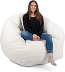 Big Joe Cloudberry Foam-Filled Structured Bean Bag Chair, Icing Teddy Boucle by CozyNest Decor