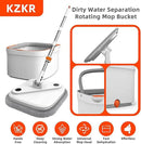 KZKR Spin Mop and Bucket Set with Self Separation Dirty and Clean Water System, Self Wringing 360° Rotating Square Mop Head for Home Floors Cleaning (1.0 Mop and Bucket Set (8 Pads)) by CozyNest Decor