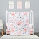 PINNKKU 3-Piece Crib Bedding Set for Boy Girls, Includes Crib Skirt, Blanket, Sheet, Baby Bedding, Floral, Mini Size by TinyTreasures Baby Boutique