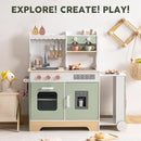 ROBOTIME Wooden Play Kitchen for Kids, Pretend Kitchen Set with Ice Maker, BBQ, Lights & Sounds, Toy Kitchen for Toddlers Ages 3+, Kitchen for Boys and Girls by TinyTreasures Baby Boutique