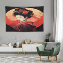 Japanese Woman Geisha Tapestry Asian Cherry Blossom Red Sun Traditional Kimono Folk Tapestries Home Decor for Living Room Bedroom Apartment Farmhouse Dorm 60"x40" by CozyNest Decor