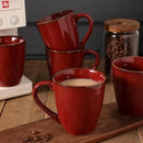 vicrays Coffee Mug Set, 12 Ounce, Set of 6, Ceramic Mug for Men, Women, Unique Glazed Mugs with Handle for Coffee, Tea, Milk, Cocoa, Cereal(Cherry Red) by CozyNest Decor
