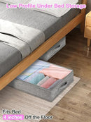 punemi Under Bed Storage Containers, Below 4 Inches Tall Low Profile Underbed Storage, NO STRUCTURE, Soft Foldable Underbed Cloth Storage Bags, Zipper Blanket Storage Container, 2Pack, 20x40x3.7in by CozyNest Decor