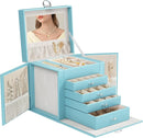 5-Layer Jewelry Box with 4 Drawers, Huge Portable Jewelry Organizer with Lock and Mirror for Women, for Necklace Ring Earring Bracelet Storage, Lockable Jewelry Case, Blue by TinyTreasures Baby Boutique
