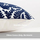 HWY 50 Navy Blue Decorative Throw Pillow Covers 18x18 Inch (1 Piece), Embroidered Cotton Farmhouse Cushion Cover Pillow Case for Sofa Couch Living Room Bed Bedroon, Floral Branches by CozyNest Decor