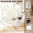 Chihee Hammock Chair Hanging Chair with Foot Rest 2 Cushions Max 500lbs Robust Metal Spreader Bar Collapsible Easy Storage Soft Cotton Swing Chair Strong Strap Iron Carabiner Side Pocket Included by GreenHaven Gardens
