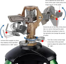 Biswing Impact Sprinkler Head on Tripod Base, Heavy Duty Lawn Sprinklers, 360 Degree Large Area Irrigation, Brass Sprinkler Nozzle & Solid Alloy Metal Extension Legs Flip Locks, 2 Pack by GreenHaven Gardens
