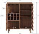Mid Century Bar Cabinet with Wine Racks, Modern Liquor Cabinet with Slatted Doors for Dining Room, Living Room (Walnut Color) by CozyNest Decor