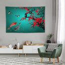 Houselerax Japanese Koi Fish Tapestry, Cherry Blossoms Asian Oriental Green Teal Floral Branch Koi Fish Carp Tapestries Wall Hanging for Bedroom Living Room Office Decor 60"x40" by CozyNest Decor