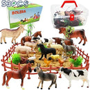 Farm Animal Figurines, Realistic Plastic Animals Toys with Fences Building Blocks, Farm Figures Playset Educational Birthday Gift for Kids & Toddlers, 53 PCS by GreenHaven Gardens