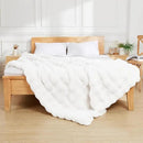 Latepis White Faux Fur King Blanket Cozy Bubble Blanket Soft Fuzzy Thick Living Room Blanket for Bed Sofa Bedroom Plush Fluffy Warm Blanket for All Seasons Luxury Throw Blanket 90x108 Inch, 860gsm by CozyNest Decor