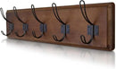HBCY Creations Dark Wash Brown Rustic Coat Rack Wall Mount with 5 Hooks, Solid Pine Wood 24 inch Wall Hooks for Entryway, Mudroom, Hallway, Bathroom - Vintage Farmhouse Style Wall Mounted Towel Rack by CozyNest Decor