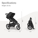 UPPAbaby Ridge Jogging Stroller/Durable Performance Jogger with Never-Flat Tires/Built for Walking, Running, Hiking/Water Bottle Holder and Basket Cover Included/Jake (Charcoal/Carbon Frame) by TinyTreasures Baby Boutique