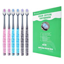 EasyHonor Soft Toothbrushes, Adult Medium Bristle Toothbrushes with Fashion Color Crystal & Non-Slip Handle and Wide-Head and Square Hole Bristles, Soft Toothbrush for Sensitive Gums (6 Pack) by TinyTreasures Baby Boutique