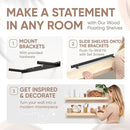 Homeforia 36 inch Wood Floating Shelves, High End Solid Natural Wood 36inch Large Floating Shelf Bathroom, Unfinished Wooden Floating Shelves for Wall, Heavy Duty Bracket, 36 X 6.5 X 1.75 in, Set of 2 by CozyNest Decor