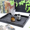 Rectangle Wood Serving Tray with Beads, Black Washed Wooden Decorative Tray for Entertaining, Decoration, and Gifting by CozyNest Decor