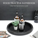 Round Black Wood Serving Tray with Beads, Wooden Decorative Tray for Entertaining, Decoration, and Gifting, by CozyNest Decor