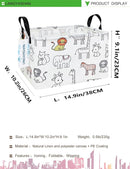 LANGYASHAN Rectangular Storage Bin Collapse Canvas Fabric Cartoon Storage Basket with Handles for Organizing Home Kitchen Boys and Girls Toys Office Closet Shelf Baskets (Rec Simplified Zoo) by TinyTreasures Baby Boutique