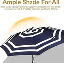 Sunnydaze Outdoor Patio Umbrella - Polyester Table Market Umbrella with Push-Button Tilt and Crank - 8 Sturdy Ribs - Navy Blue Stripe - 9ft by GreenHaven Gardens