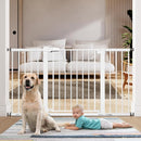 BABELIO 29-55 Inch Extra Wide Baby/Dog Gate, Metal Auto Close, Pressure Mounted Pet Door for Doorways, NO Need Tools and Drilling, with Wall Cups, White by TinyTreasures Baby Boutique