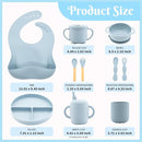 Silicone Baby Feeding Set 10 Pcs, Baby Led Weaning Supplies, Baby Feeding Supplies Set BPA Free, Baby Essentials for Newborn Gift Blue by TinyTreasures Baby Boutique