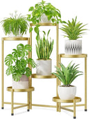 iDavosic.ly 6 Tier Large Plant Stand Indoor, 10 Inch Wide Tall Corner Metal Plant Stands Outdoor for Multiple Plants, Folding Tiered Flower Display Holder Rack Shelf, Gold by GreenHaven Gardens