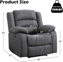 EBELLO Classic Power Recliner Chair, Oversized Electric Reclining Chair with Overstuffed Cushion and Back, Soft Fabric Adults Single Recliner Sofa for Living Room, Grey by CozyNest Decor