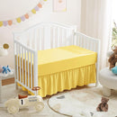 Horbaunal 2 Pack Set Crib Skirt & Crib Bed Sheet, Yellow Crib Bed Skirt 28" x 52" with 14" Drop Dust Ruffle, Soft Microfiber Toddler Bedskirt Nursery Bedding Skirt for Baby Girls and Boys by TinyTreasures Baby Boutique