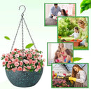 10 inch Hanging Planters for Indoor Plants, 2 Pack Planters for Outdoor Plants with Drainage Holes and Chain, Round Plastic Hanging Baskets, Hanging Flower Pots for Balcony Garden Decor-Black Speckle by CozyNest Decor
