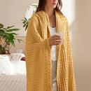 PHF 100% Cotton Waffle Weave Throw Blanket, Soft Lightweight Breathable Cozy Summer Throws for Couch Bed Sofa, Luxury Aesthetic Woven Blanket for Home Decor & Office, 50"x60", Ginger/Honey Yellow by CozyNest Decor
