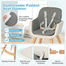 HONEY JOY Baby High Chair, 6-in-1 Eat & Grow Wooden Highchair/Toddler Chair with Removable Tray, 5-Point Harness, PU Cushion and Footrest, Convertible High Chair for Babies and Toddlers(Dark Gray) by TinyTreasures Baby Boutique