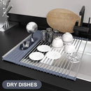 LEMIKKLE Roll Up Dish Drying Rack 17.5" x 15.2" Over The Sink Dish Drying Rack, Multi-Purpose Kitchen Rolling Dish Drainer Foldable SUS 304 Stainless Steel Dish Drying Rack by CozyNest Decor