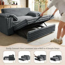 68.11" Corduroy Convertible Sofa Bed with USB Charging Port, Foldable Sleeper Chair with Pillows & Armrests, 3-in-1 Floor Couch for Living Room, Bedroom, Guest Room – Dark Gray by CozyNest Decor