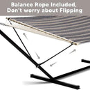 SUNCREAT Hammock with Stand 2 Person Heavy Duty, Freestanding Hammock with Spreader Bar, Soft Pillow, Gray Stripes by GreenHaven Gardens