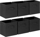 GhvyenntteS Storage Cubes 6 Pack, 11 Inch Cube Storage Bins with Dual Handles, Collapsible Heavy Duty Fabric Bins for Shelves Closet, Baskets for Organizing Clothes Bedding Toys Books (Black) by CozyNest Decor