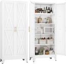 71" H Metal Kitchen Pantry Storage Cabinet, Freestanding Cupboard with 2 Doors and 4 Adjustable Shelves, Standing Storage for Kitchen, Bathroom, Garage, Dinning Room or Utility Room（White） by CozyNest Decor