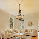 Modern Black Crystal Chandelier, 20 Inch Large Ceiling Pendant Light Fixture with 50'' Adjustable Hanging Chain, 5-Light Farmhouse Chandelier for Dining Room, Living Room, Bedroom, Entryway by CozyNest Decor
