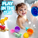Hely Cancy No Hole Baby Dinosaur Bath Toys for Toddler, Mold Free Kids Bathtub Pool Toys (Dino+Cup) by TinyTreasures Baby Boutique