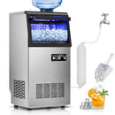 Commercial Ice Maker Machine 130Lbs/24H with 30Lbs Ice Capacity, 45Pcs Clear Ice Cubes Ready in 8-15Mins, Stainless Steel Under Counter Freestanding Large Ice Machine, 2 Water Inlet Modes by CozyNest Decor