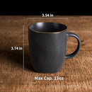 famiware Coffee Mugs Set of 4, Ocean Square 13oz Coffee Cup Set with Handle for Cocoa, Milk, Hot Chocolate, Tea, Water, Stoneware Cups for Kitchen, Microwave and Dishwasher Safe, Matte Black by CozyNest Decor