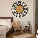 LEIKE 30" Oversized Large Wall Clocks,Silent,Non Ticking,Battery Operated Modern Round Big Wood Decorative Metal Wall Clock for Living Room, Bedroom,Kitchen,Farmhouse,Office Decor - Black,30 Inch by CozyNest Decor