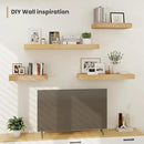 Heimlove 24 x 12 Inch Deep Floating Shelves Wall Mounted with Invisible Brackets,Storage Hanging Shelf for Wall Decor in Bathroom, Bedroom, Toilet, Kitchen, Living Room, Office Set of 2 (Oak) by CozyNest Decor