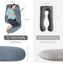 MOON PARK Pregnancy Pillows for Sleeping - U Shaped Full Body Maternity Pillow with Removable Cover - Support for Back, Legs, Belly, HIPS - 57 Inch - Grey - Cooling Cover by TinyTreasures Baby Boutique