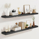36"x6.8"x1.2" Solid Wood Floating Shelves 2-Pack - Rustic Black Finish with Hidden Brackets, Perfect for Storage and Décor in Living Room, Kitchen, Bedroom by CozyNest Decor