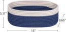 Off White&Navy Shelf Basket to Store and Organize Household Items/Baskets&Bins for Daily Storage &Organizing/Woven Rope Basket for Living Room, Bedroom,Small Oval-13x8.66x5.11’’,3 Packs by TinyTreasures Baby Boutique