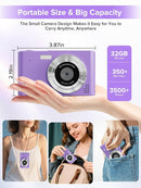 Digital Camera, Kids Camera1080P, Vlog Camera with 64GB Card, 16X Zoom Anti Shake, Card Reader, 44MP Compact Portable Small Point Shoot Digicam Gift for Kid Student Children Teen Girl Boy(Pruple) by TinyTreasures Baby Boutique