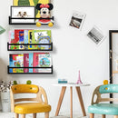 AZSKY Classic Nursery Book Shelves Black Wooden Floating Shelves Wall Bookshelf for Bathroom Decor Kitchen Spice Rack Organizer Kids Room 24 Inch Set of 3 by TinyTreasures Baby Boutique