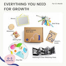 Tiny Land Montessori Baby Toy Set 0-3 Months Newborn Development Sensory Play Kit - 5-in-1 Mirror, Black & White Card Set, Rolling Bell, Play Mat, and Bed Wrap by TinyTreasures Baby Boutique